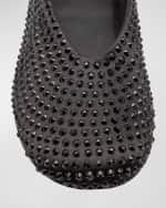 Image 4 of 6: Khaite Marcy Crystal Stud Silk Ballerina Flats