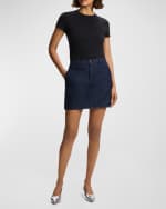Image 6 of 6: Theory Trouser Denim Mini Skirt