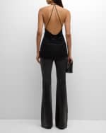 Image 4 of 6: TOM FORD Plunging Cowl Backless Stretch Jersey Tank Top