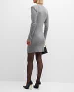 Image 3 of 6: TOM FORD Long-Sleeve Strong-Shoulder Cashmere Rib Mini Dress