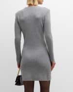 Image 4 of 6: TOM FORD Long-Sleeve Strong-Shoulder Cashmere Rib Mini Dress