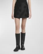 Image 2 of 6: Moncler Satin Flower Embroidered Mini Skirt