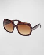 Image 1 of 3: TOM FORD Ren Gradient Acetate Round Sunglasses