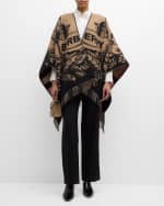 Image 4 of 5: Burberry Gallant Knight Wool Cape With Leather Trim