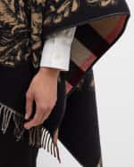 Image 5 of 5: Burberry Gallant Knight Wool Cape With Leather Trim