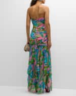 Image 4 of 6: Retrofete Teryn Silk Chiffon Strapless Maxi Dress