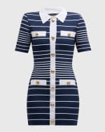 Image 1 of 5: Retrofete Kiersten Metallic Stripe Knit Collared Mini Dress