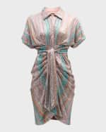 Image 1 of 6: Le Superbe Mini Miko Draped Sequin Shirtdress
