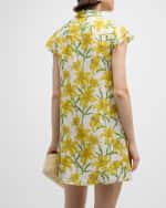 Image 4 of 6: Alice + Olivia Floral Jem Ruffle-Sleeve Mini Shirtdress