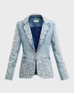 Image 1 of 6: Alice + Olivia Macey Embroidered Denim Blazer