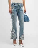 Image 2 of 6: Alice + Olivia Beautiful Embroidered Cropped Bootcut Jeans