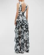 Image 3 of 5: Alice + Olivia Holly Asymmetric Ruffle Maxi Dress