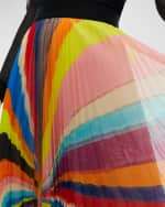 Image 5 of 5: Alice + Olivia Pomelo Stripe Katz Pleated Maxi Skirt