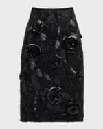 Image 1 of 6: Des Phemmes Sequined Floral Pencil Skirt