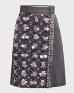 Image 1 of 6: Des Phemmes Embellished Wrap Suiting Skirt