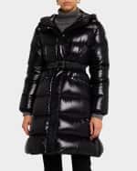 Image 3 of 5: Moncler Bellevue Long Belted Puffer Coat