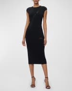Image 1 of 4: Herve Leger Crystal Paneled Body-Con Midi Dress