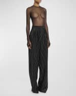 Image 5 of 6: Alex Perry Long-Sleeve Fine Mesh Bodysuit