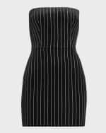 Image 1 of 6: Alex Perry Strapless Crystal Velvet Mini Dress