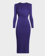Image 1 of 6: Alex Perry Satin Crepe Ruched Midi Dress