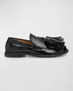 Image 1 of 5: JW Anderson Men's Brushed Leather Maxi-Tassel Loafers