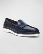 Image 3 of 4: Santoni Men's Detroit Leather Penny Loafers