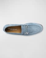 Image 3 of 4: Donald J Pliner Men's Suede Metal Bit Loafers