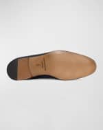 Image 4 of 4: Donald J Pliner Men's Spencer Raffia Crest Logo Loafers