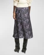 Image 3 of 5: Isabel Marant Lisanne Silk Printed Midi Skirt
