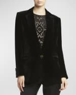 Image 2 of 5: Etro Single-Breasted Velvet Blazer Jacket