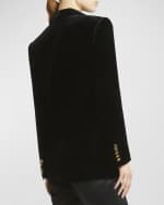 Image 4 of 5: Etro Single-Breasted Velvet Blazer Jacket