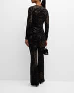 Image 3 of 6: Etro Sheer Printed Velvet Trousers