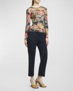Image 2 of 6: Etro Floral Long-Sleeve Mesh Top
