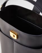 Image 4 of 4: Veronica Beard The Crest Small Lock Leather Bucket Bag