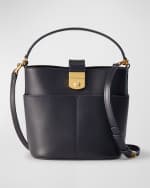 Image 1 of 4: Veronica Beard The Crest Small Lock Leather Bucket Bag