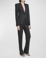 Image 2 of 7: Alexander McQueen Seamed Wool Pinstripe Blazer Jacket