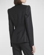 Image 5 of 7: Alexander McQueen Seamed Wool Pinstripe Blazer Jacket