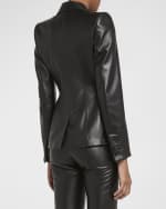 Image 4 of 6: Alexander McQueen Leather Tailored Single-Breasted Blazer Jacket