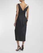 Image 3 of 6: Alexander McQueen Draped Pinstripe Sleeveless Midi Day Dress