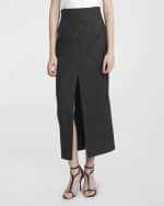 Image 2 of 6: Alexander McQueen Wool Pinstripe Pencil Skirt with Slit