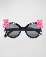 Image 1 of 2: Bari Lynn Girl's Cat Eye Sunnies W/ Large Confetti Gummy Bears