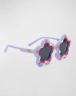 Image 2 of 2: Bari Lynn Girl's Flower Shaped Sunglasses W/ Rhinestones