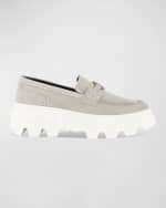 Image 1 of 4: Karl Lagerfeld Paris Men's Suede Lug-Sole KL Bit Loafers