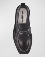 Image 4 of 4: Karl Lagerfeld Paris Men's Mixed Leather Logo Lug-Sole Penny Loafers