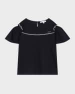 Image 3 of 3: Chloe Girl's Embroidered Logo-Print Top, Size 4-5