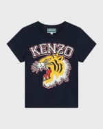 Image 4 of 4: Kenzo Boy's Tiger Graphic Logo-Print T-Shirt, Size 4