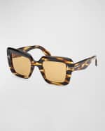 Image 1 of 3: TOM FORD Esme Patterned Acetate Square Sunglasses