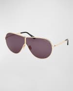 Image 2 of 3: TOM FORD Keating Metal Aviator Sunglasses