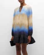 Image 5 of 6: SIMKHAI Adasia Split-Neck Ruffle-Hem Mini Dress