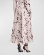 Image 4 of 6: Alexander McQueen Floral-Print Midi A-Line Skirt